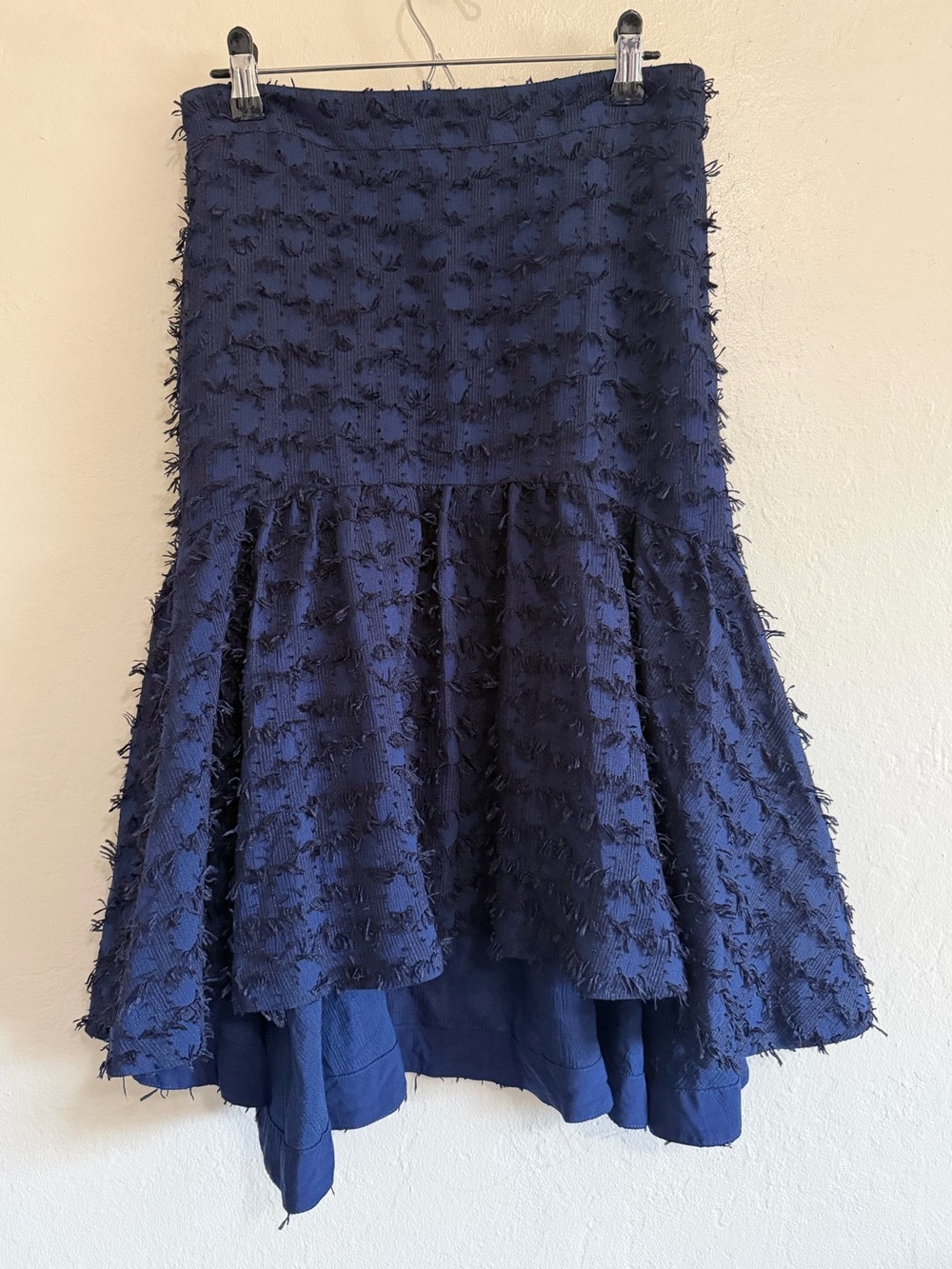 Maeve by Anthropologie Miranda Textured Midi Skirt Navy Blue size S